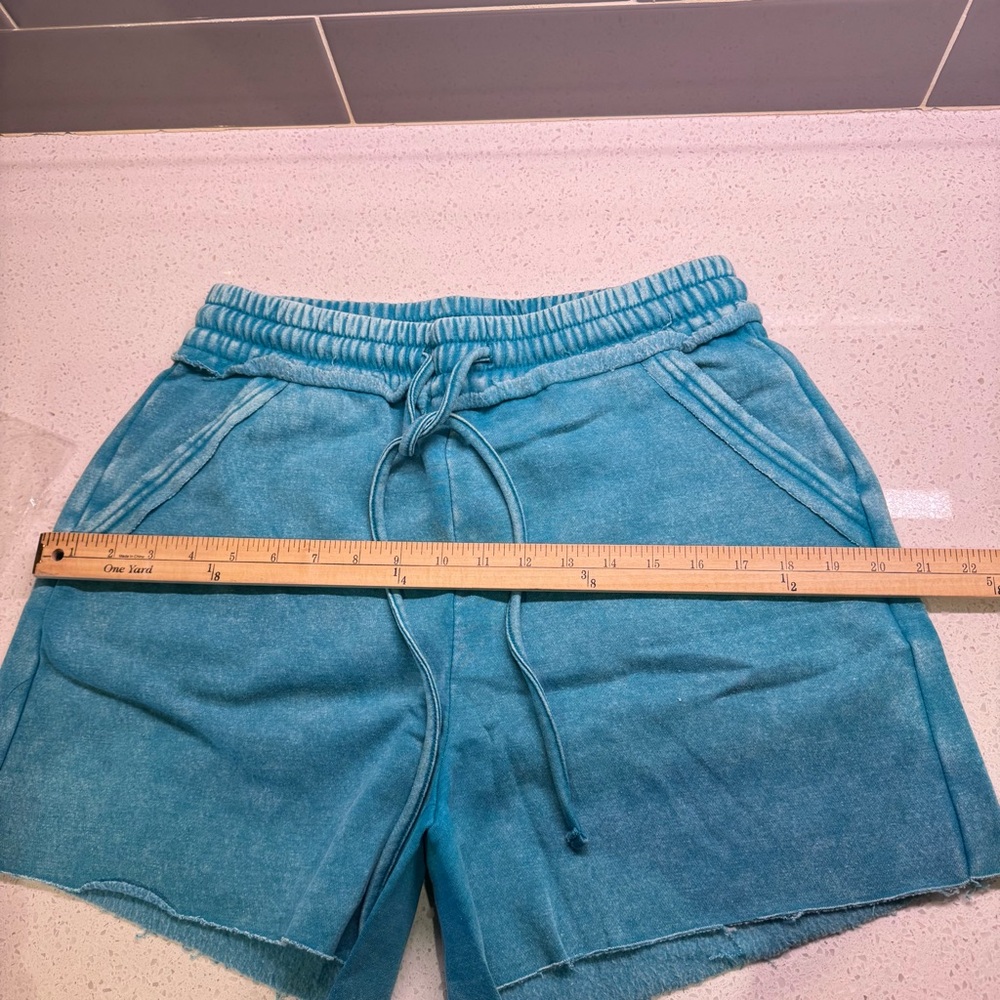 Zenana Teal Blue Casual Shorts with Elastic Waistband and Drawstring NWOT - Picture 4 of 11